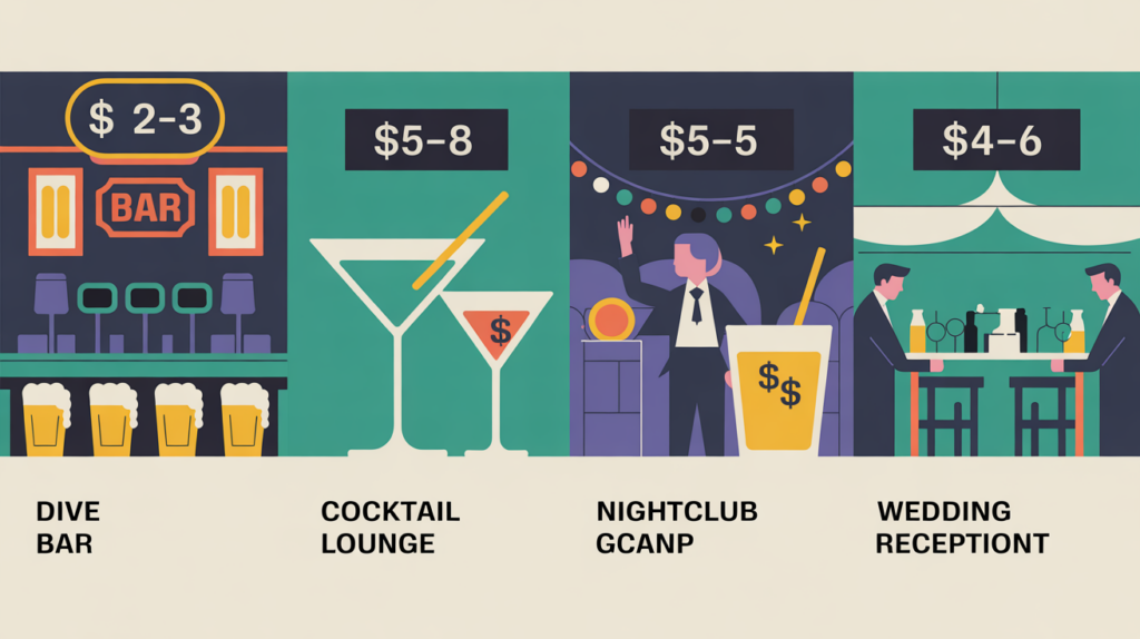 How Much Do Bartenders Make in Tips? Real Numbers Infographic showing average bartender tips by venue type