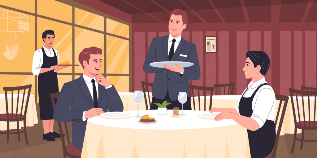 Restaurant manager handling a difficult customer request for a server